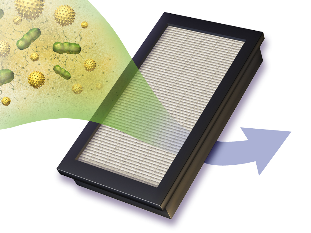 HEPA filter diagram showing how airborne particles are trapped. 

“HEPA Filter” by BruceBlaus is licensed under CC BY-SA 4.0.